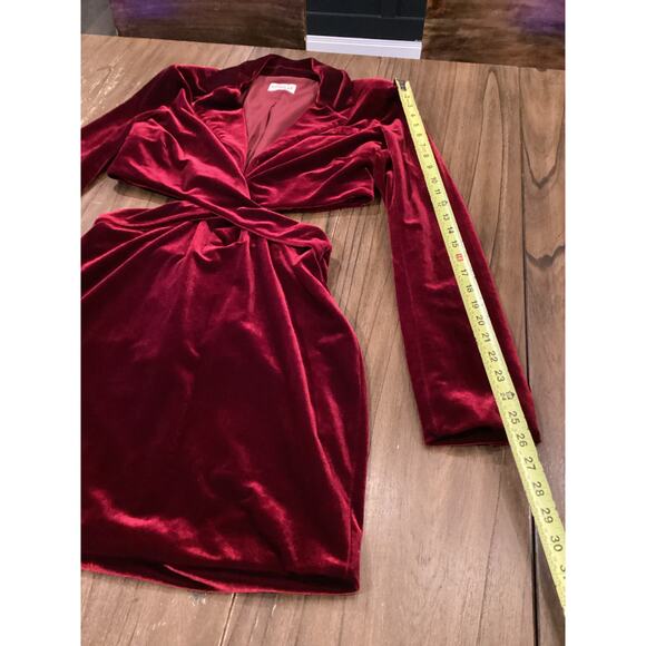 Revolve Nicholas Gabriela Red Velvet Blazer cut out long sleeve mini Dress 10 - Picture 5 of 13